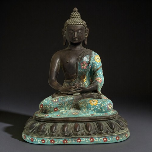 Cloisonné buddha figur bronze - cloisonné,
