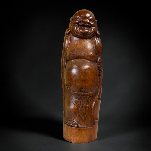 Glücksbuddha figur bambus alt - bambus,