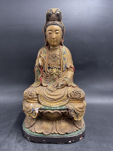 Goldlackierte keramik buddha - goldlackierte,